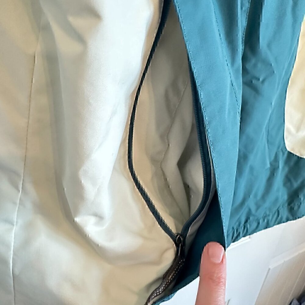 VINTAGE 80s / 90s windbreaker hoodie jacket full zip with pockets women's large - Picture 6 of 13